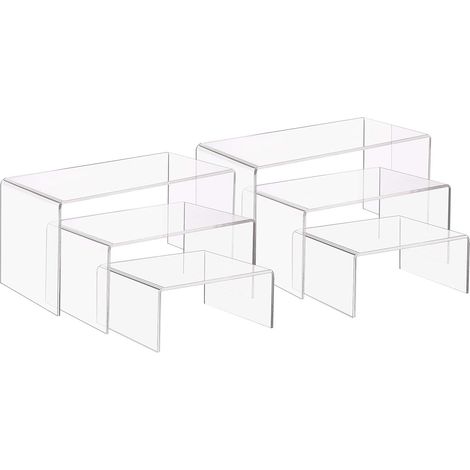 6pcs 3 Sizes Acrylic Display Risers Holder U Shaped Jewelry Display Rack Transparent Shelf Showcase for Jewelry Display, Home and Store (1/5)
