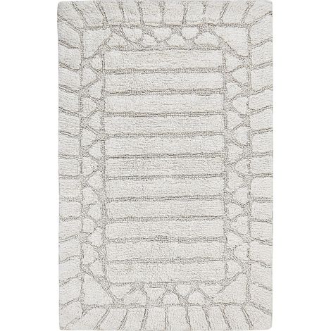 Tappeto da bagno moderno in cotone rettangolare 60 x 90 cm Modello decorativo Accessori da bagno Beige Tekke (1/5)