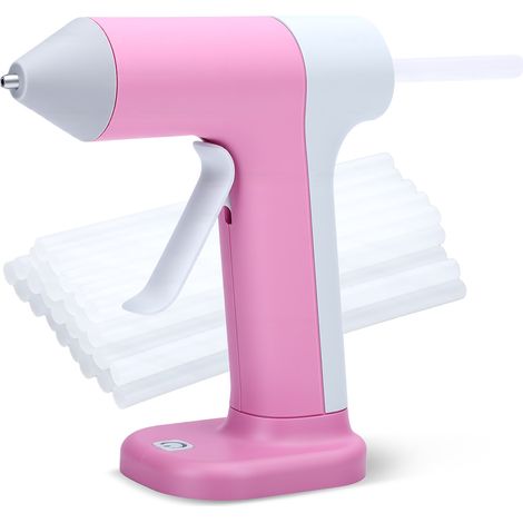 Pistolet à Colle Sans Fil - 30s Préchauffage Rapide, Batterie 2Ah Intégrée, USB-C, Arrêt Intelligent - Idéal Bricolage, Loisirs Créatifs et Petites Réparations, rose (1/5)
