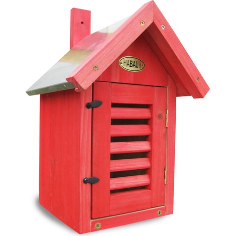 HABAU Florfliegenkasten / Insektenhotel, Rot, mit Metalldach, 20 x 20,5 x 37,5 cm (1/3)