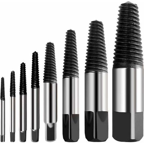 CHOYCLIT Estrattore per viti rotte Kit di estrattori per viti multi-scoppio in acciaio inossidabile Durezza Estrattore per viti rotte Facile da staccare Adatto per rimuovere viti danneggiate (8 pezzi) (1/5)