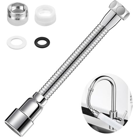 Rallonge Robinet Cuisine Salle de Bain, Extension Robinet Flexible, Rallonge Embout Robinet 14cm à Deux Modes, Idéal pour Lavabo, Évier et Balcon (1/5)