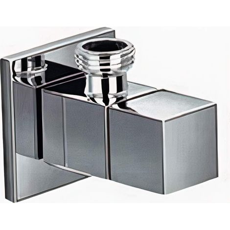 Quarter Turn ½ Inch Angle Shut Off Valve Douche Tap Outlet with Flange Chrome Plated Brass Bidet Spray Accessory - Square Design (1/4)