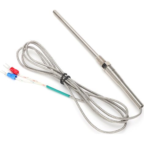 Sonde thermocouple de type K de 99 mm (3,9 pouces) pour une mesure précise de la température de 0 à 800 °C, filetage M8 avec câble de 1,5 m (4,9 pieds). (1/5)
