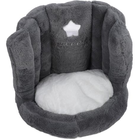 Coussin de sol avec dossier antidérapant en velours doux et confortable, idéal pour le bureau ou les enfants (gris) (1/5)