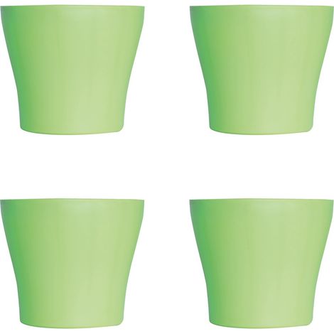 Lot de 4 Pots à Fleurs en Plastique Vert Avec Cache-Pot GH629GR St Helens Home and Garden - 20 Cm x 14.5 Cm