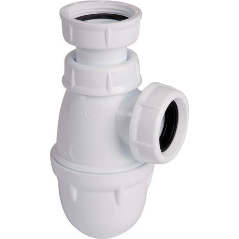 Sifón de lavabo de 1"1/4 de entrada, ajustable 64/120 mm, salida D. 40 mm, certificado NF, blanco (1/3)