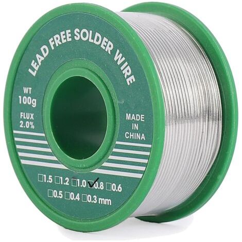 Étain à Souder, Fil étain de Soudure Sans Plomb 0.8mm 100g, Mince à Noyau Avec Flux de Colophane, Sn99%-Ag0.3%-Cu0.7%, Bobine d'étain à Souder pour Soudure la électrique