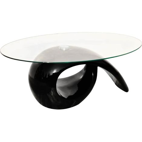 Maison Exclusive - Couchtisch mit ovaler Glasplatte Hochglanz Sch (1/4)
