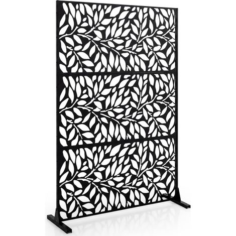 COSTWAY Paravent Exterieur Décoratif en Métal 121x183cm, Support (À Fleur) (1/5)