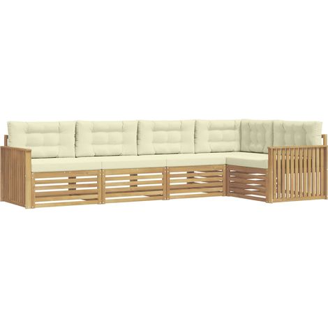 Outdoor Sofa Set 5 pcs White and Cream Polyester vidaXL (1/5)