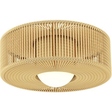 Plafonnier de style bohème, suspendu avec douille LED G9, abat-jour rond en corde de chanvre (1/5)