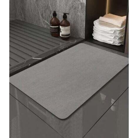 [JAMAIS UTILISÉ] Tapis de Bain Antidérapant 40X60cm,Tapis Salle de Bain Diatomite Absorbant, Tapis Douche Séchage Rapide, Microfibre Tapis Absorbant Vaisselle, Gris (1/4)