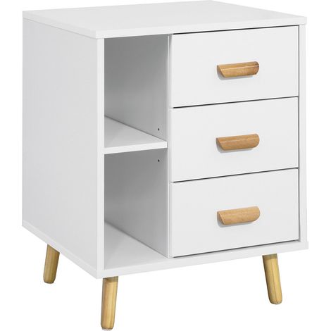 Comodino Piccolo Tavolino Divano Con 3 Cassetti Comodino Comodini L48P40A60cm Bianco FBT95-W SoBuy (1/5)