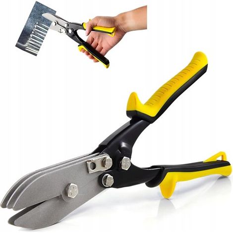 Pinza crimpatrice - Pinza crimpatrice a tenuta stagna per grondaie e tubi - Nero-Giallo, 5 lame e blocco di sicurezza - Capacità massima 0,8 mm (1/5)