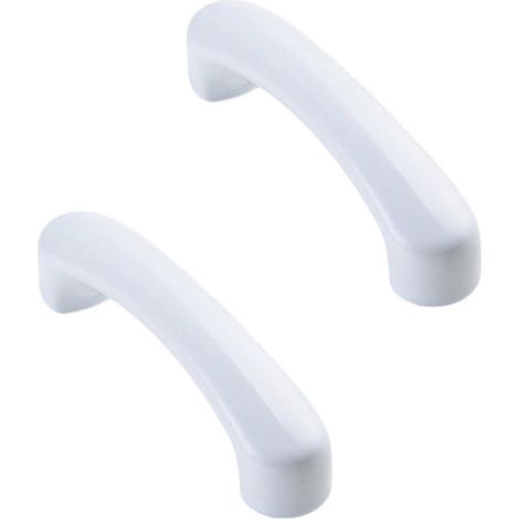 Lot de 2 poignées de meuble en céramique blanche, forme arquée, finition durable, installation facile pour tiroirs de commode (1/5)