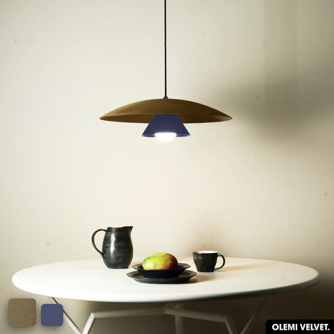 Lampe de suspension en velours - OLEMI VELVET  PEYOTE - INDIGO (1/2)
