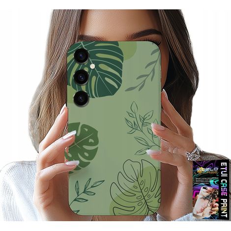 Custodia per Samsung Galaxy A14 5G - retro con motivo a foglie verdi (1/5)