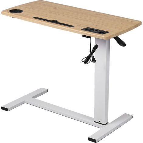 Standing Desk Height Adjustable Stand Over Bed Laptop Table Shelf Electric USB