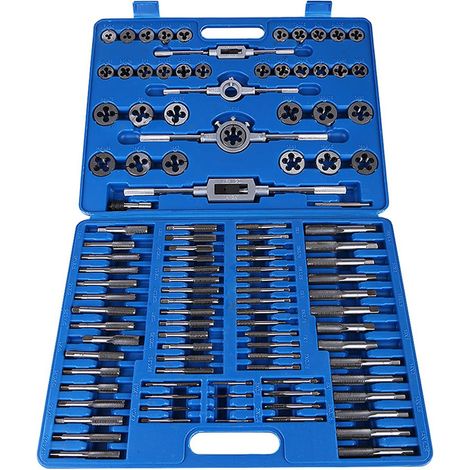Juego de 110 machos de roscar M2-M18 con tuercas y llave ajustable. (1/5)