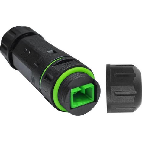 Connecteur/coupleur à fibre optique IP68, adapté aux applications extérieures, résistant à l'usure. (1/5)