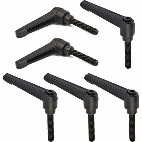 6 PCS Poignée de Levier de Serrage M8, Poignées Réglables 32MM de Machine de Poignée de Filetage Mâle en Acier Inoxydable M8 (Noir) (1/5)
