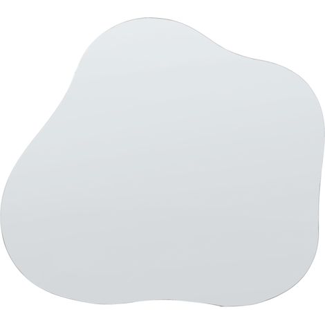 Espejo de pared de vidrio plateado 50 x 55 cm sin marco ovalado accesorio Bagneux