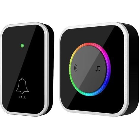 Sonnette sans fil,étanche IP66,400 m,batterie RGB amovible,sonnette sans fil d'extérieur,60 mélodies et 5 niveaux pour la maison (1/5)
