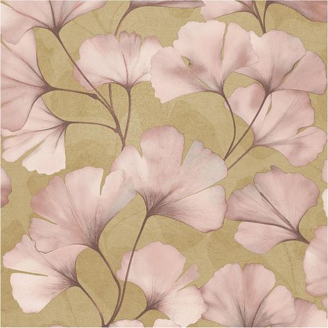 Ginkgo Leaf Wallpaper Pink Floral Paste The Wall Textured Vinyl 10m Roll (1/4)