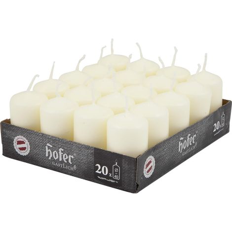 Bougies Ivoire Pilier - Lot de 20 Petite Bougies Non Parfumées - 4 x 7 cm - 11 Heures Longue Durée de Bougie Décorative - Cire Qui Ne Coulent Pas - Non Toxique - Mèche Sans Fumée (1/5)