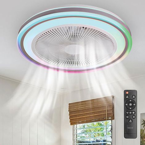 Ventilatore a Soffitto con Lampada Plafoniera LED 3 Velocità Luce RGB 80W Timer (1/5)