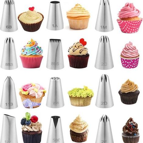12 teiliges Set Spritztüllen für die Tortendekoration, Tortendekorationszubehör, Spritztüllen, Dekorationsspitzen, Buttercreme, Zuckerguss, Gebur
