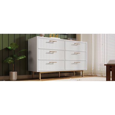 Comptoir avec 6 tiroirs. Couleur blanche. Idéal pour les chambres à coucher et tous les espaces de vie. Dimensions : H75 / B120 / T40 cm.