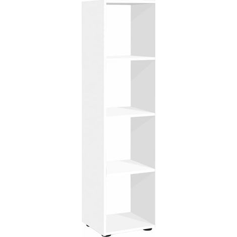 Étagère à dossiers, Séparateur de pièce, avec 4 Compartiments positionnable verticalement ou horizontalemen, en Blanc pour Salon, Bureau, Chambre d'enfants ca. 36,5 x 140,5 x 33 cm 248-004E (1/5)