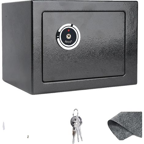 Coffre-fort de sécurité, en acier inoxydable robuste, design compact, noir (1/2)