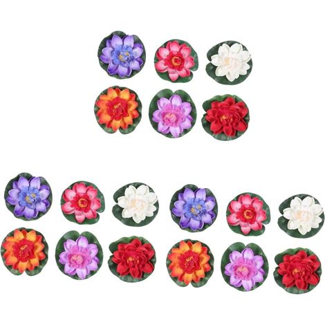 18pièces Fleurs De Lotus Artificielles Flottantes pour Décoration De Bassin Et Aquarium Imitation Lotus Couleurs Mélangées (1/5)