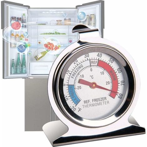 Thermomètre de réfrigérateur avec grand cadran en acier inoxydable et crochet de suspension et support rétractable 1 Pack Sunflower (1/2)