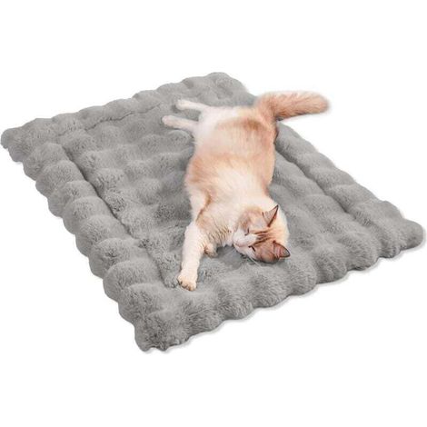 Cuccia per gatti da interno in morbido tessuto con base antiscivolo, realizzata in soffice pelliccia sintetica, lavabile, adatta a gabbie per animali, pavimenti e divani, 50 x 40 cm, grigia.
