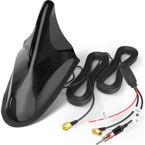 Antenne DAB DAB+ pour voiture - Antenne de toit FM/DAB/GPS avec amplificateur - Adaptateur SMB/DIN/SMA + rallonge de 5 m pour radio numérique (1/5)