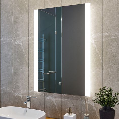 Miroir salle de bains 60x80 CM - éclairage led - miroir anti-buée - interrupteur tactile - lumière blanche froide,SIRHONA (1/5)
