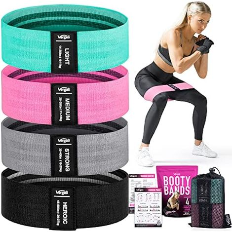 Bandes De Resistance - En Tissu Coton-Latex - Pour Renforcement Des Fesses Et Cuisses - 4 Niveaux De Resistance - Guide D'Entrainement Imprime - Sac De Transport Inclus (1/3)