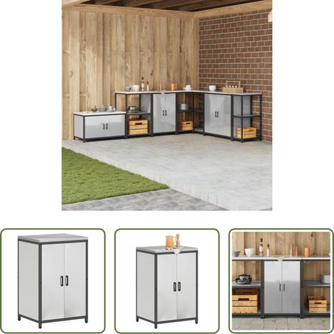 Stauraum - Küchenaufbewahrung mit Regal Silber 60 x 50 x 92 cm Stahl (1/5)