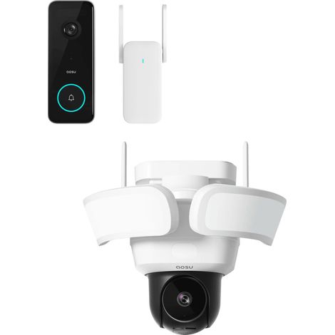 Aosu – Caméra Floodlight Pro 5 MP – Vision nocturne couleur – Étanchéité IP65 – Sonnette vidéo Ultra HD 5 MP – Autonomie 180 jours – Wi-Fi 2,4/5 GHz (1/5)