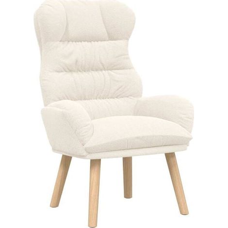 Fauteuil beige, dimensions : 69 x 74 x 93 cm, revêtement en velours sherpa. (1/5)