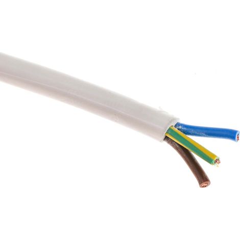 Câble d'alimentation RS PRO 3G0,75 mm², gaine PVC Blanc, 50m ( Prix pour Bobine de 50 Mètres )