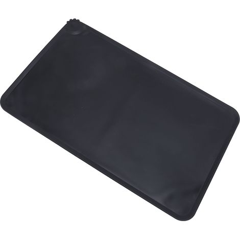 Tapis d'alimentation en silicone pour animaux de compagnie, anti-déversement, antidérapant, lavable, design mignon, pour chats et chiens, pour gamelles d'eau et de nourriture d'intérieur, noir (1/5)