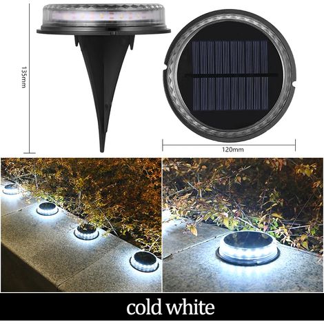 (1 pièce - 17 LED à lumière froide) Lampes solaires de sol pour décoration extérieure, 12 LED, étanches, compatibles avec cour, allée, pelouse, terrasse (1/5)