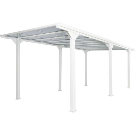 [NEUWERTIG] Alu-Pergola HHG-126, Pavillon Terrassenüberdachung, stabiles 10cm-Gestell Polycarbonat-Dach Regenrinne 3x6m weiß (1/5)