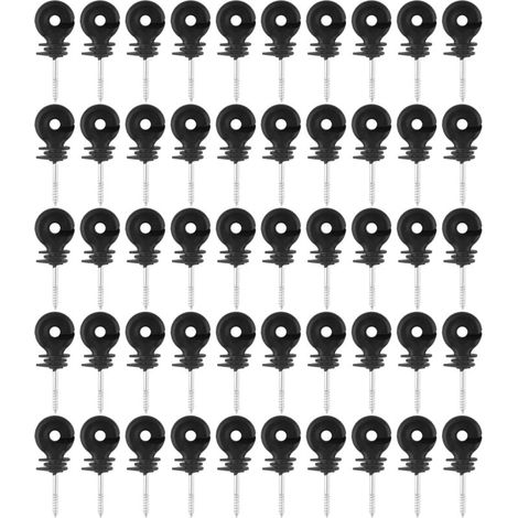 Isolateurs à anneau à vis noirs, accessoires de clôture électrique pour poteau en bois, 50 pièces/ensemble (1/5)