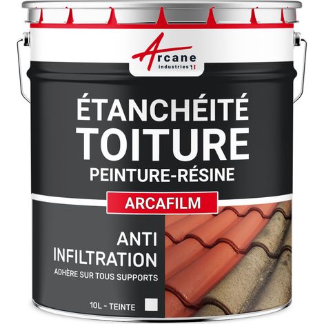 Arcane Industries – Résine d'étanchéité pour toiture – Revêtement élastique pour toits en pente – Excellente résistance aux intempéries – 10 L Blanc